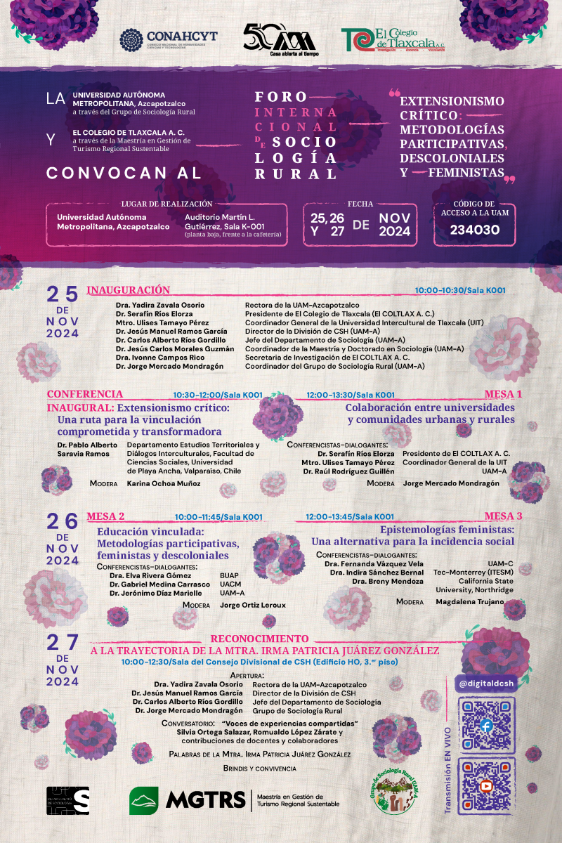 Foro Internacional de Sociología Rural. Extensionismo crítico: metodologías, decoloniales y feministas